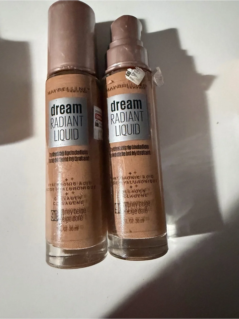2 Maybelline Dream Radiant Liquid Foundation #90 HONEY BEIGE New